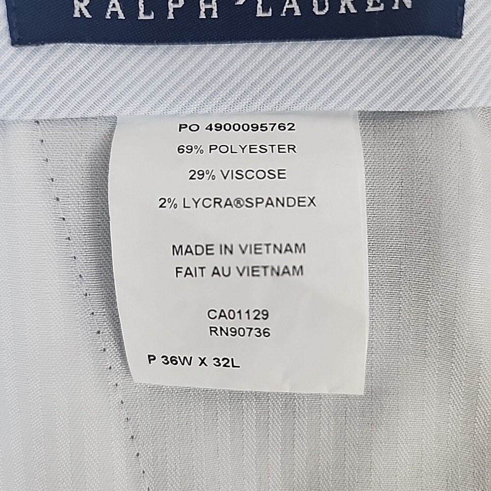 Ralph Lauren Mens Blue Micro Check Pleated Dress Pants 36 x 32 Stretch Trousers - Picture 10 of 13
